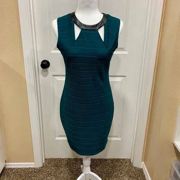 NWOT.  G by Guess dress with leather looking neck accent - Picture 2 of 7